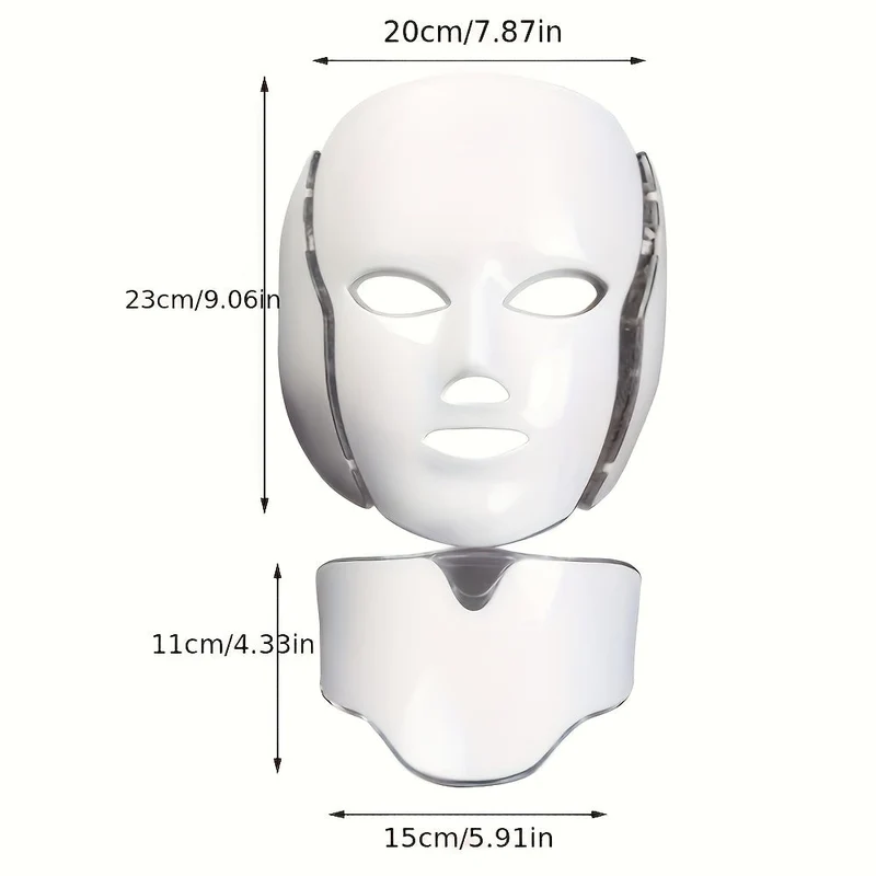 LED Ansigts- og Halsmaske med 7 Farver – Genopladelig USB Hudplejeenhed