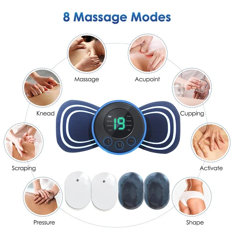 Mini Bærbar Elektrisk Massager til Nakke med Fjernbetjening og Pude