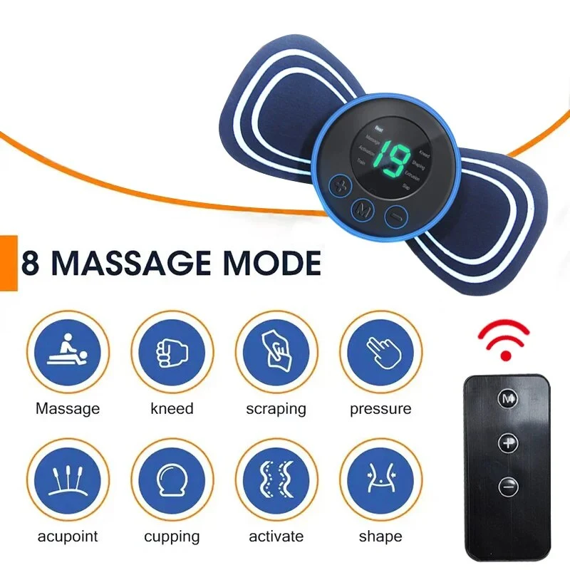 Mini Bærbar Elektrisk Massager til Nakke med Fjernbetjening og Pude