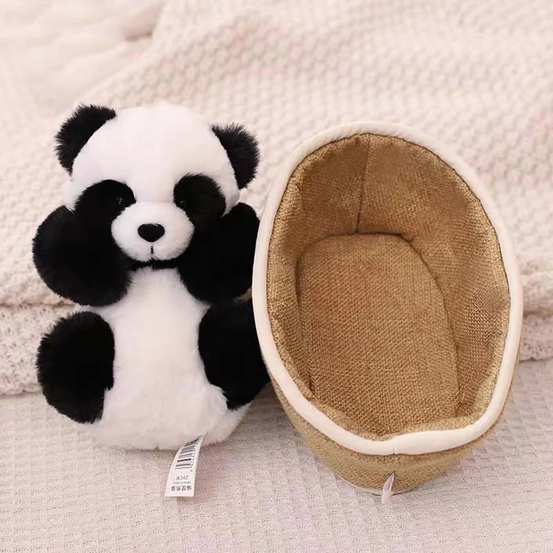 Blød Panda Krammedyr med Aftagelig Kurv – 20 cm Dekoration