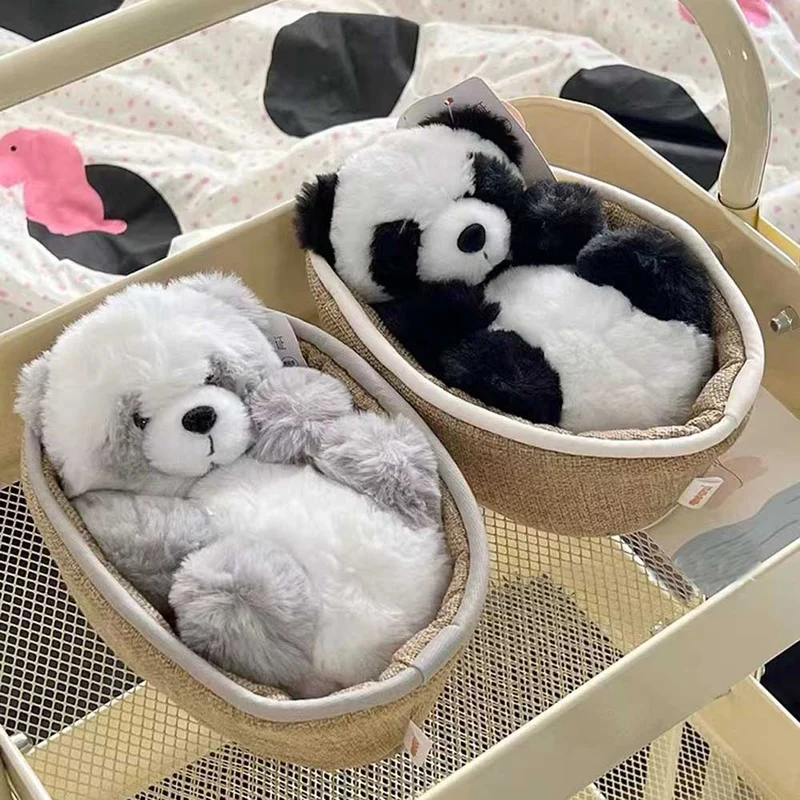 Blød Panda Krammedyr med Aftagelig Kurv – 20 cm Dekoration