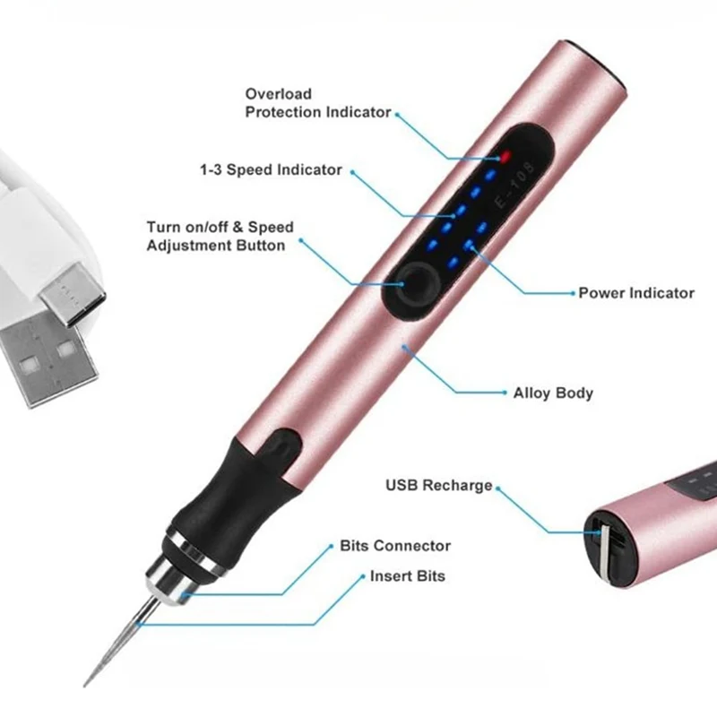 Genopladelig USB Diktatoptager | Stille og Præcis | Metal, Justerbar Hastighed