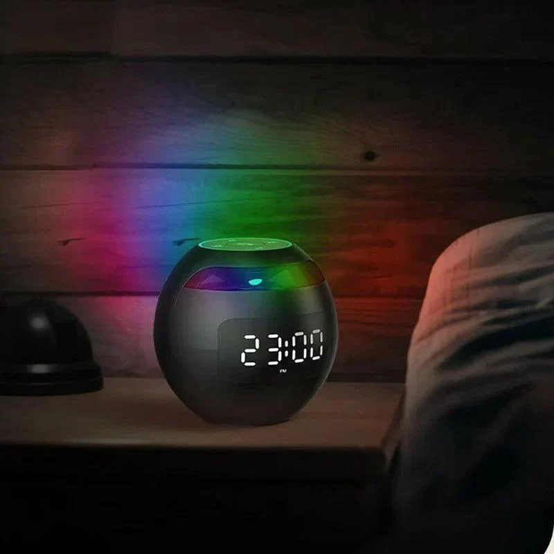 Batteridrevet Bluetooth Højttaler med Vækkeur og LED Lys