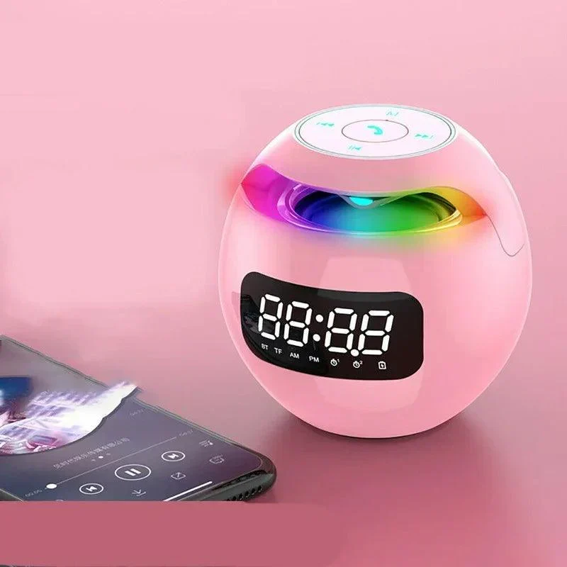 Batteridrevet Bluetooth Højttaler med Vækkeur og LED Lys