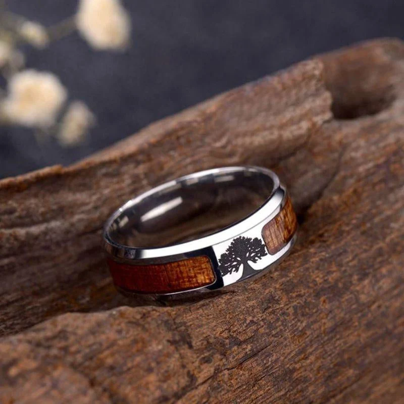 Elegant Livets Træ Ring i Rustfrit Stål til Kvinder - Vira