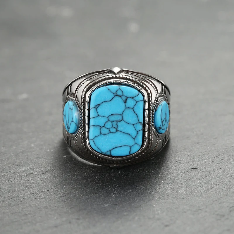 Elegant Herre Ring med Tyrkisk Sten – Kobalt