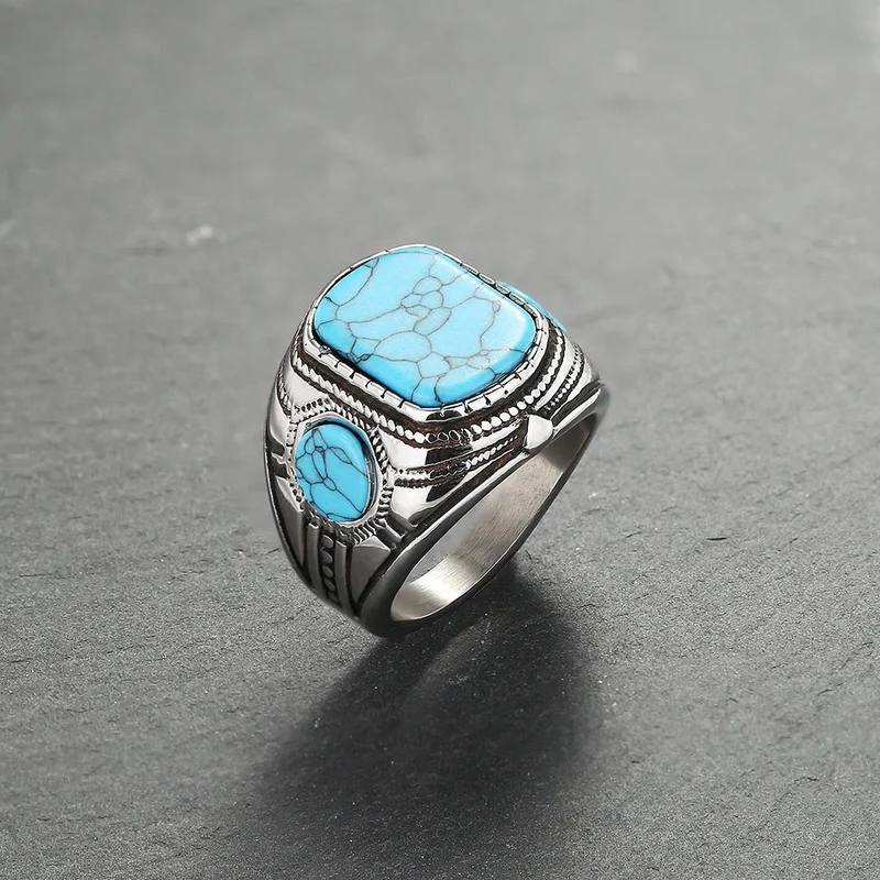 Elegant Herre Ring med Tyrkisk Sten – Kobalt