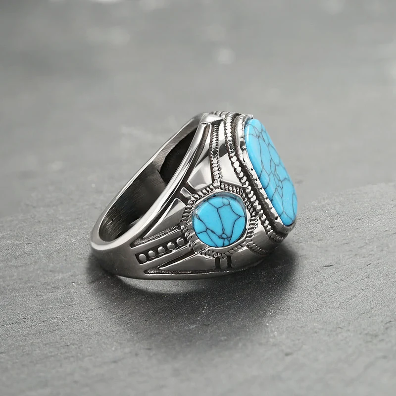 Elegant Herre Ring med Tyrkisk Sten – Kobalt