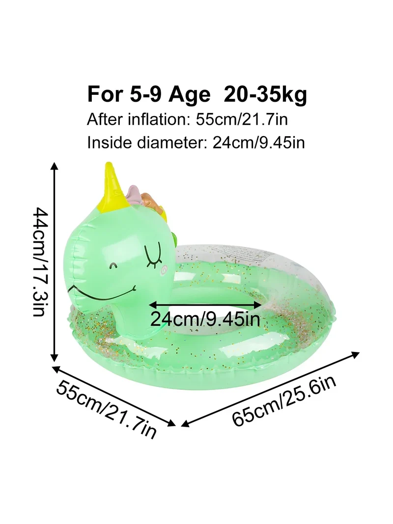 Anillo Inflable para Niños – Anillo con Forma de Dino para Diversión de Verano y Actividades en la Piscina