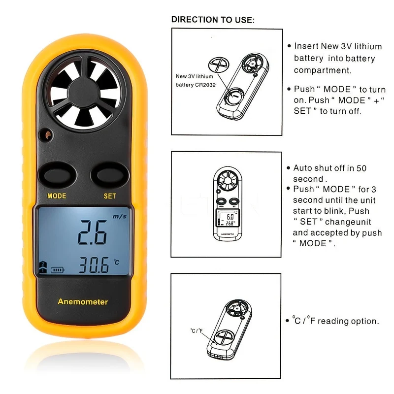 Præcisions Anemometer – Kompakt og Bærbar til Udendørs Brug