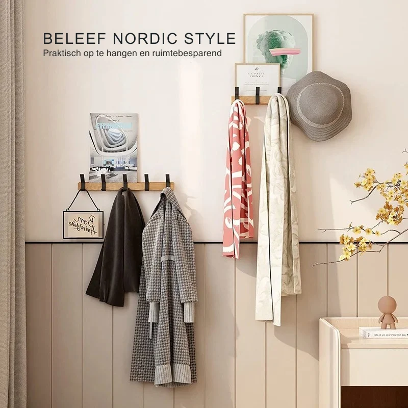 Væghængt Garderobe | Minimalistisk Sort Design med Justerbare Krog