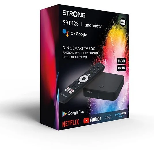 Strong SRT423 4K + DVB-T2/C Wi-Fi 4K Google TV Media Player/Digital Receiver