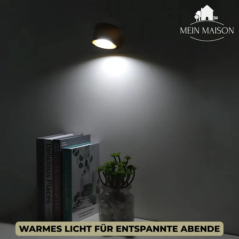 Elegant væglampe med trådløs fleksibilitet og egetræ