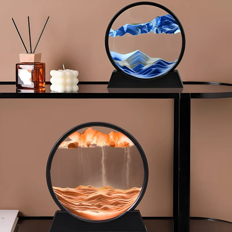 Beroligende 3D Sandkunst - Elegant Glas Dekoration til Dit Rum