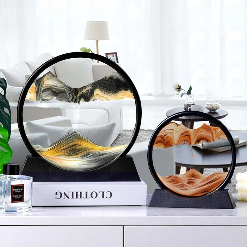 Beroligende 3D Sandkunst - Elegant Glas Dekoration til Dit Rum