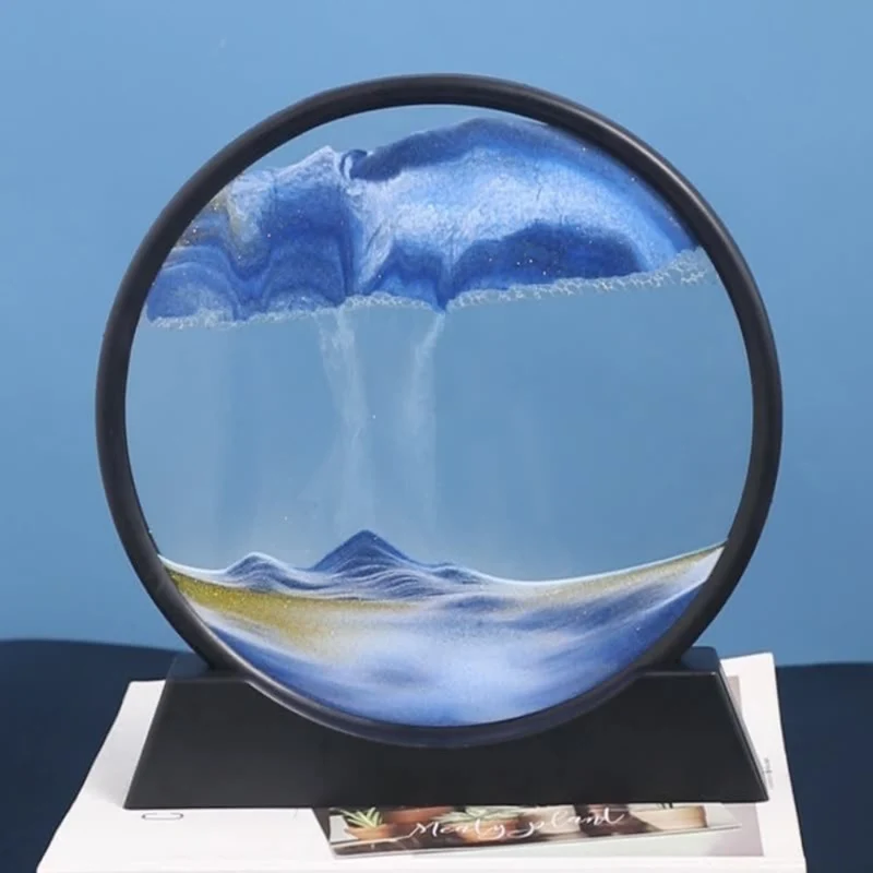 Beroligende 3D Sandkunst - Elegant Glas Dekoration til Dit Rum