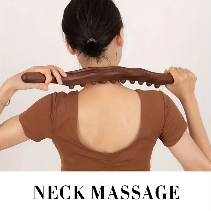 Træmassagestang med 31 Perler – Dybtgående Muskelafspænding