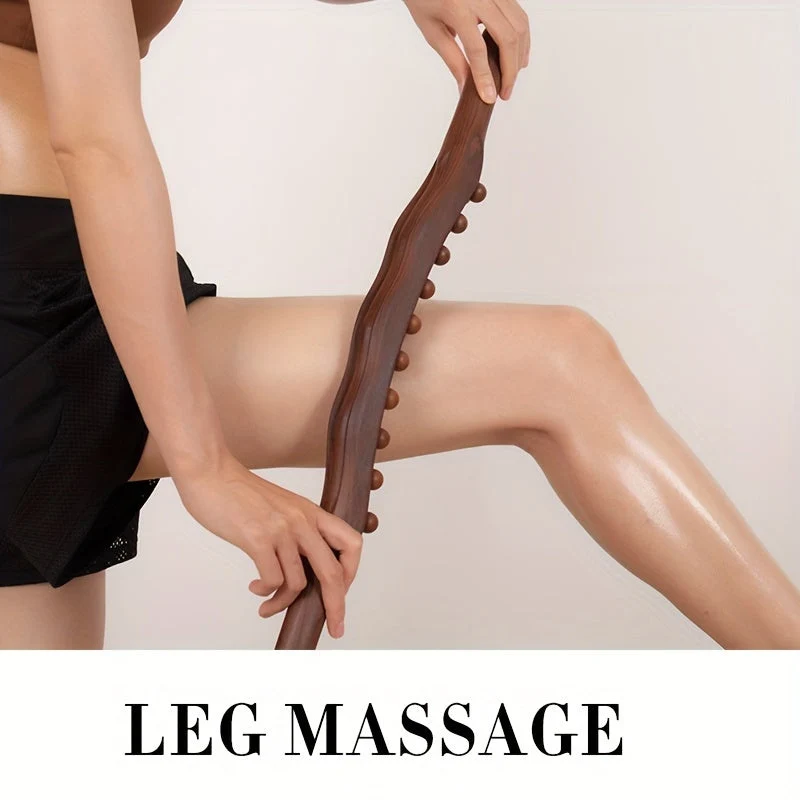 Træmassagestang med 31 Perler – Dybtgående Muskelafspænding