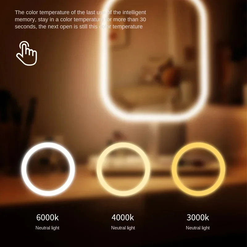 LED Makeup Spejl med Touch Kontrol | 3 Lysindstillinger | Elegant Design