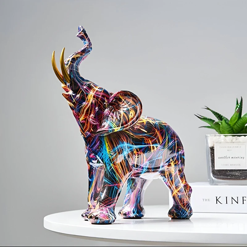 Farverig elefantstatue - Kunstværk til din indretning