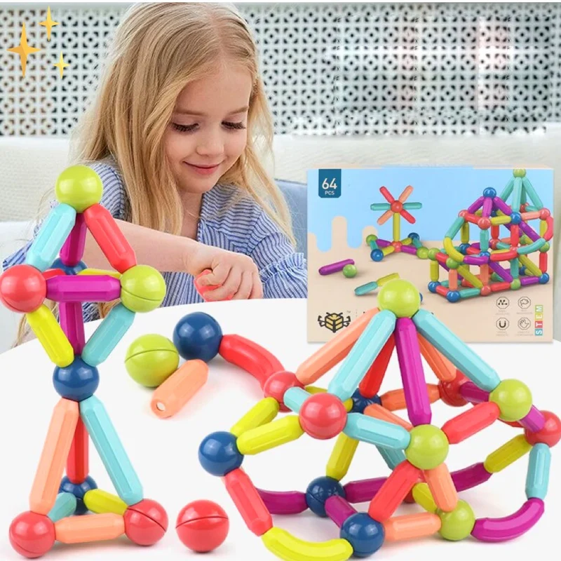 Magnetiske Byggeklodser i 64 Stykker - ByggeMagi