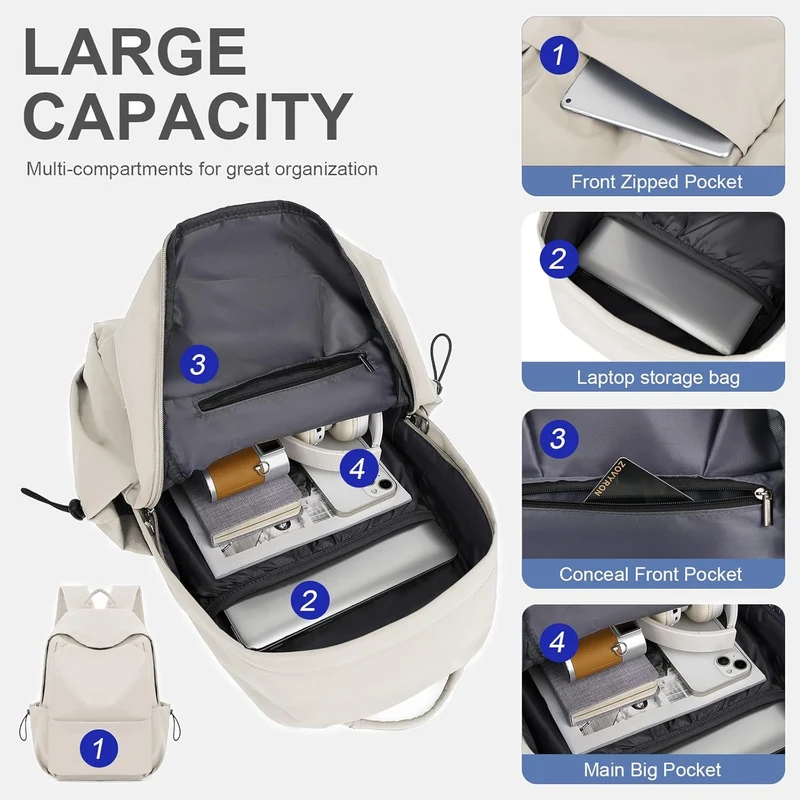 Fleksibel og vandafvisende rygsæk til laptop og rejser med organiserede rum