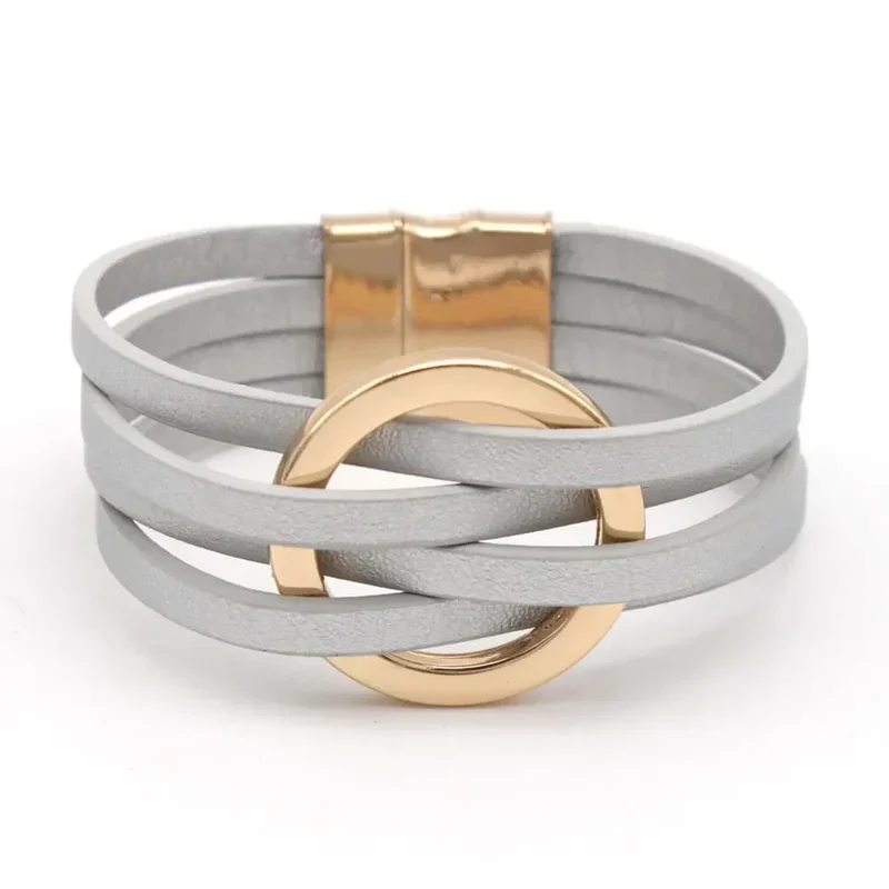 Elegant læderarmbånd med lagdelt design