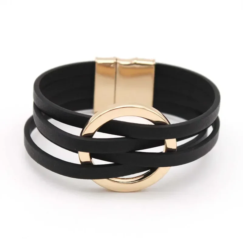 Elegant læderarmbånd med lagdelt design