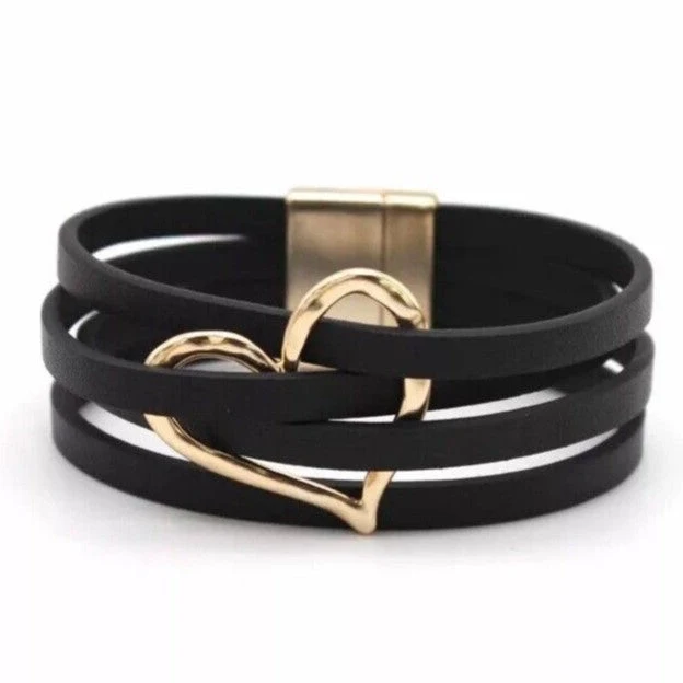 Elegant læderarmbånd med lagdelt design
