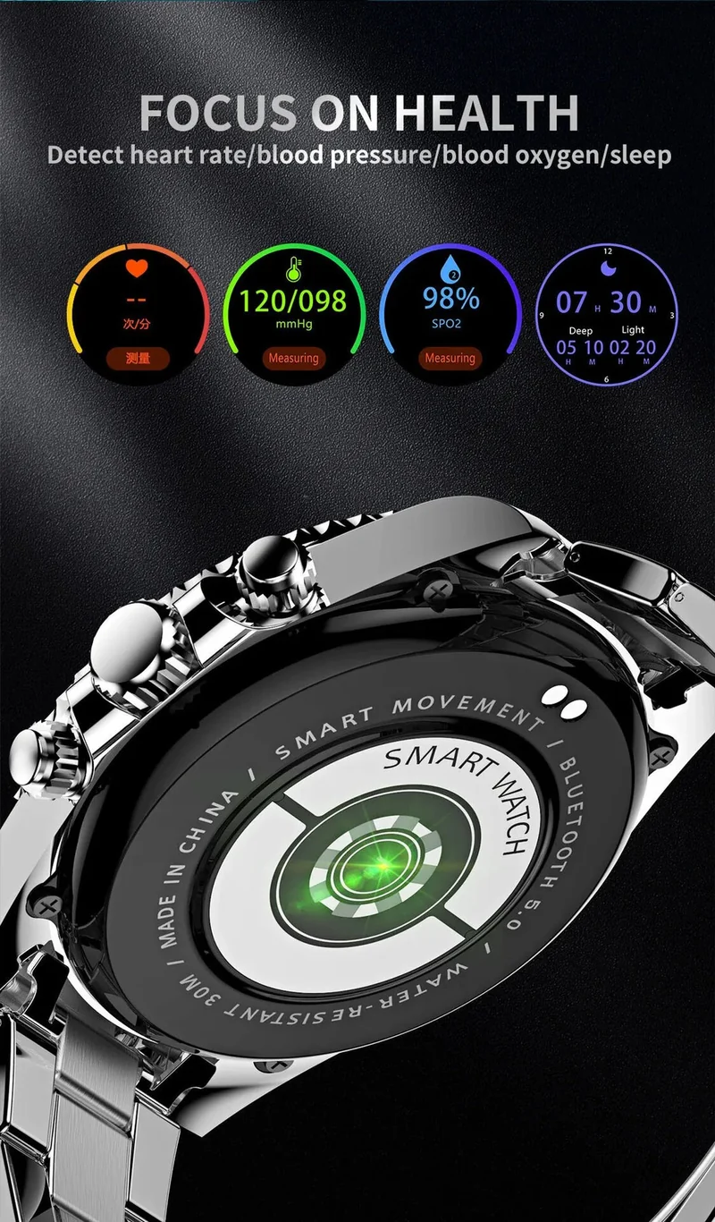 Stilfuld Smartwatch i Rustfrit Stål til Den Moderne Mand