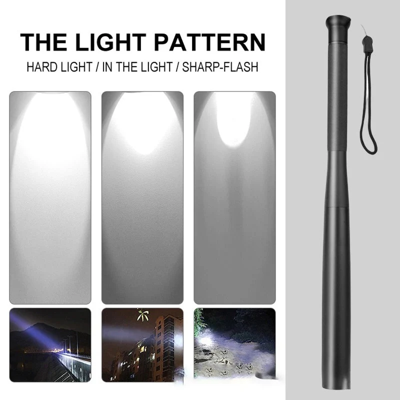 Praktisk LED-lommelygte i baseballbat-design