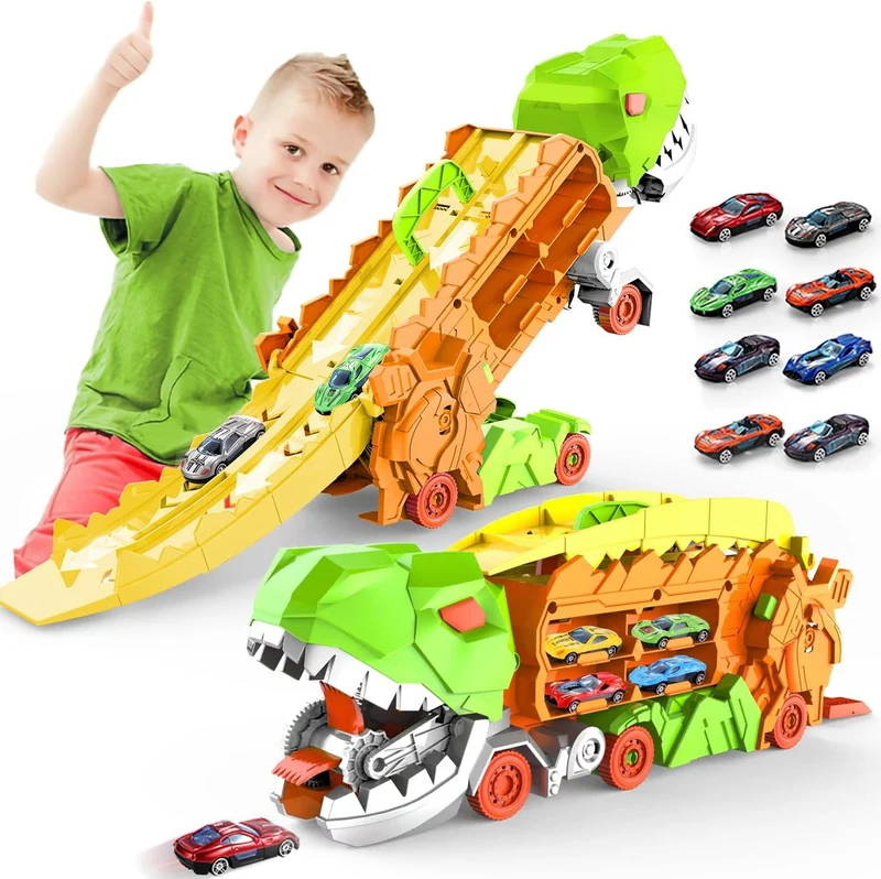 Dino Transportør - Forvandlingslastbil og Racerbane Sæt