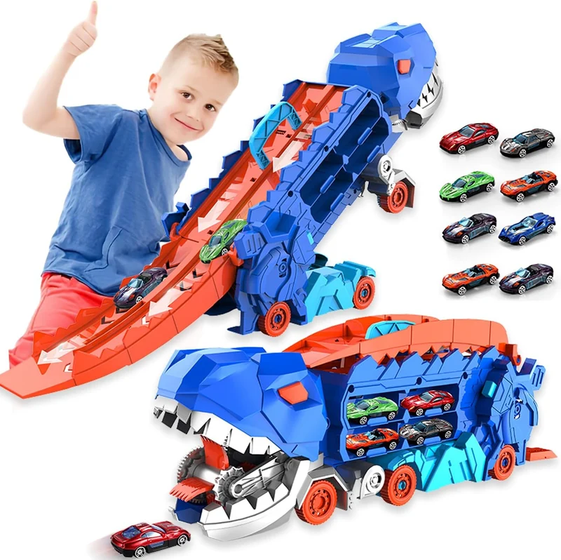 Dino Transportør - Forvandlingslastbil og Racerbane Sæt