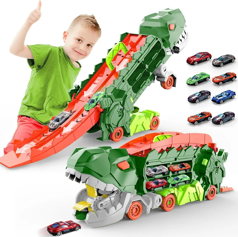 Dino Transportør - Forvandlingslastbil og Racerbane Sæt