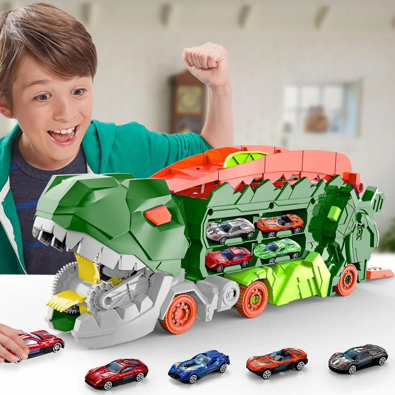 Dino Transportør - Forvandlingslastbil og Racerbane Sæt