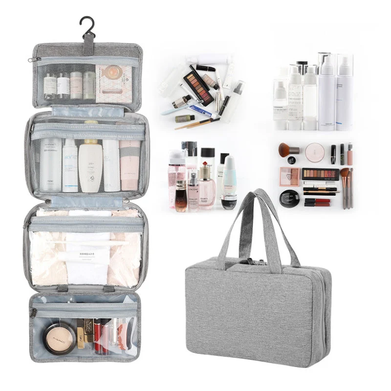 RejseCosmetic Organizer | Kompakt og Vandtæt | 4 Rum med 360° Hængelås