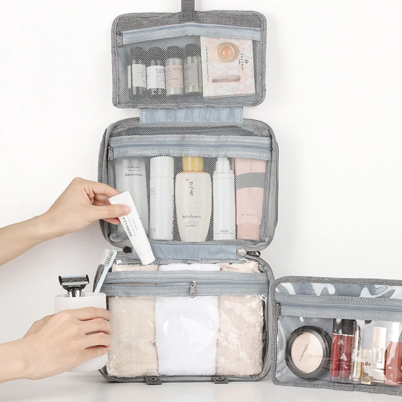 RejseCosmetic Organizer | Kompakt og Vandtæt | 4 Rum med 360° Hængelås
