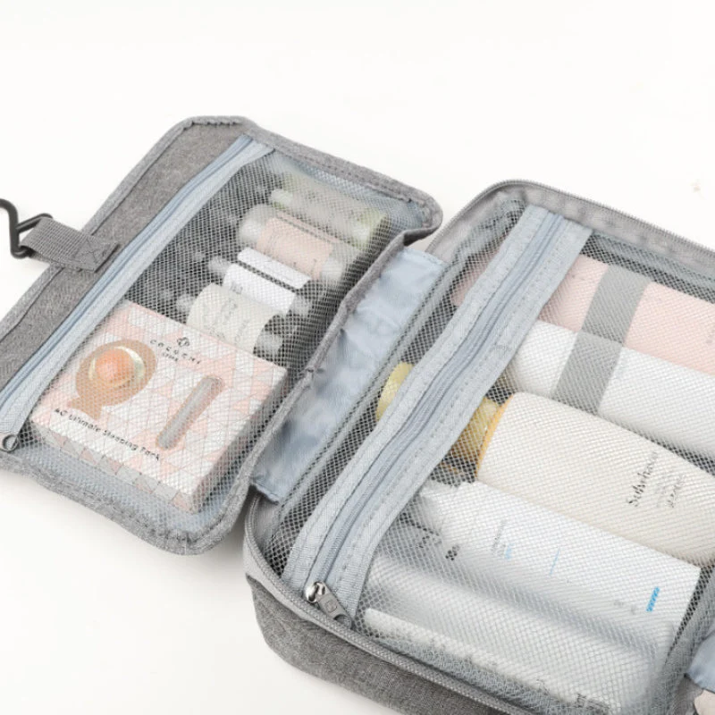 RejseCosmetic Organizer | Kompakt og Vandtæt | 4 Rum med 360° Hængelås