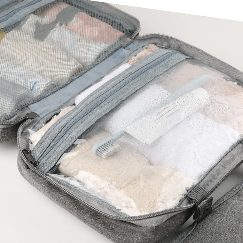 RejseCosmetic Organizer | Kompakt og Vandtæt | 4 Rum med 360° Hængelås