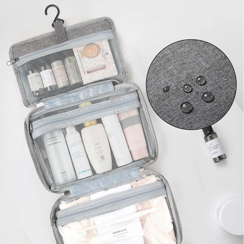 RejseCosmetic Organizer | Kompakt og Vandtæt | 4 Rum med 360° Hængelås