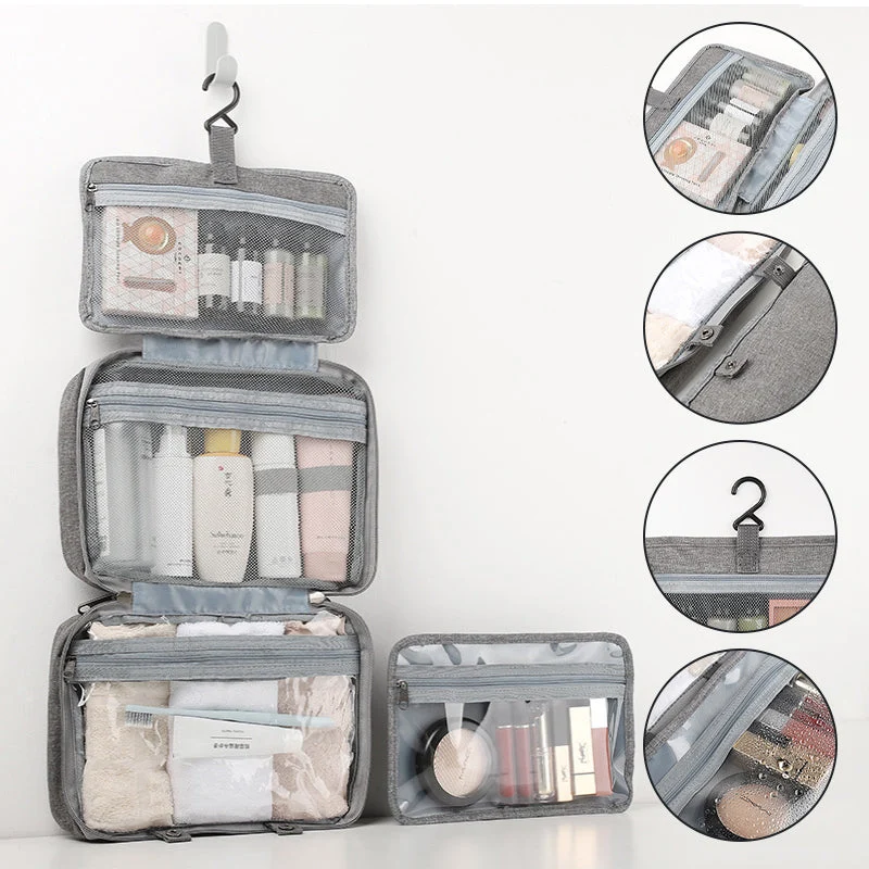 RejseCosmetic Organizer | Kompakt og Vandtæt | 4 Rum med 360° Hængelås
