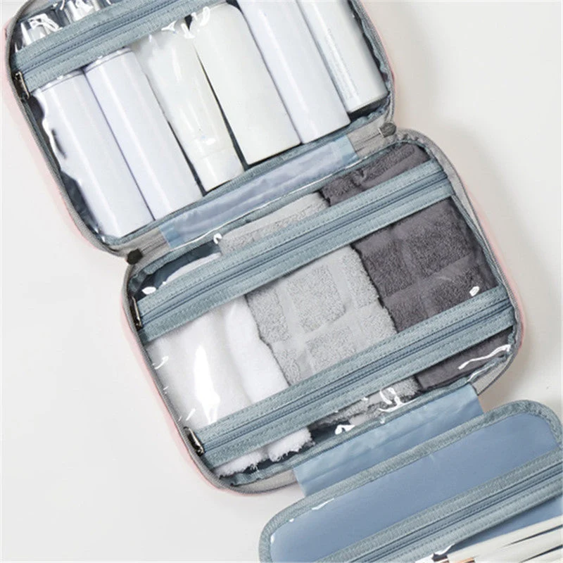 RejseCosmetic Organizer | Kompakt og Vandtæt | 4 Rum med 360° Hængelås