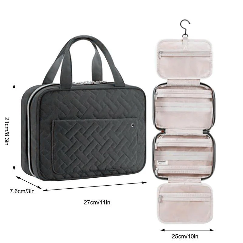 RejseCosmetic Organizer | Kompakt og Vandtæt | 4 Rum med 360° Hængelås