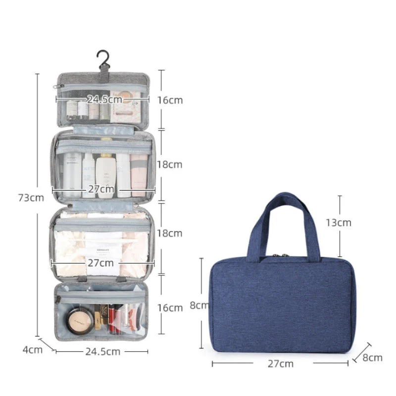 RejseCosmetic Organizer | Kompakt og Vandtæt | 4 Rum med 360° Hængelås