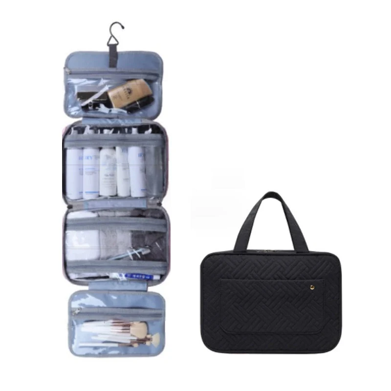 RejseCosmetic Organizer | Kompakt og Vandtæt | 4 Rum med 360° Hængelås
