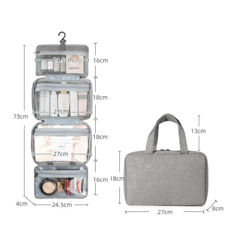RejseCosmetic Organizer | Kompakt og Vandtæt | 4 Rum med 360° Hængelås