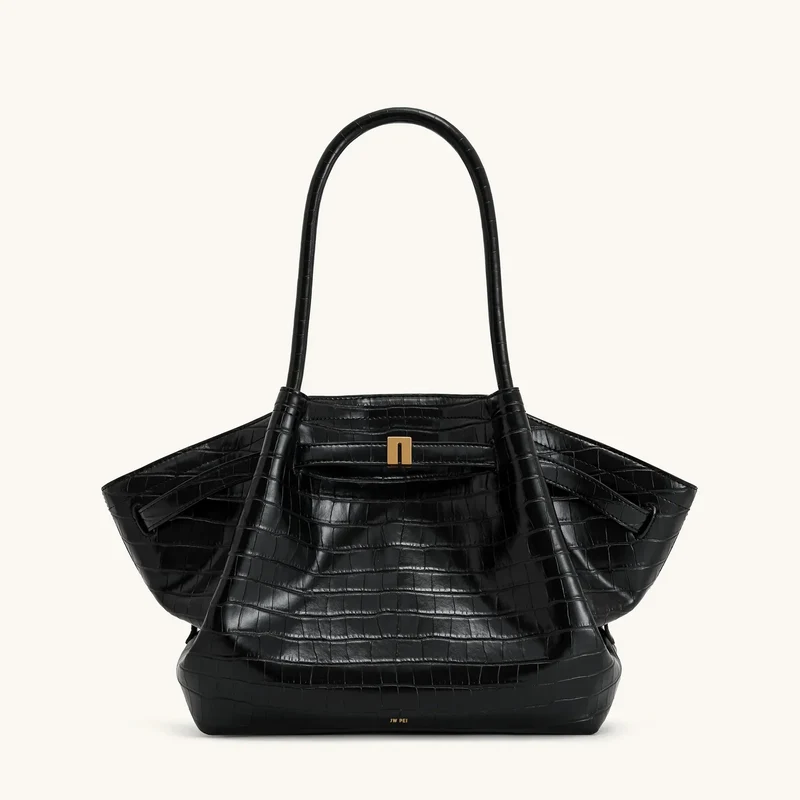 Elegant Skuldertaske til Kvinder - Stort Rum, Stilfuldt Design, Sort Kunstlæder