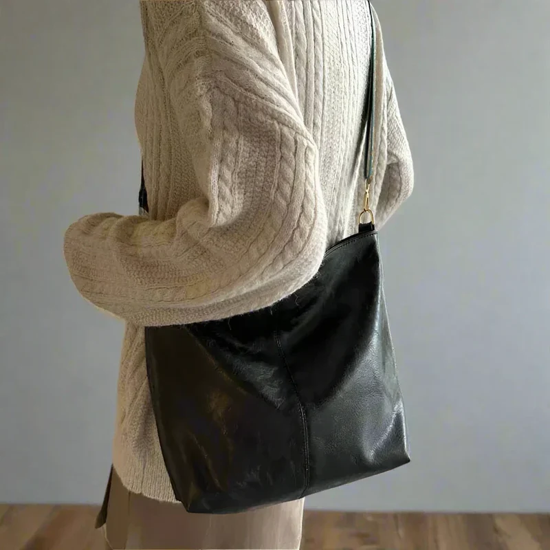 Elegant Vintage Skuldertaske i Læder til Kvinder