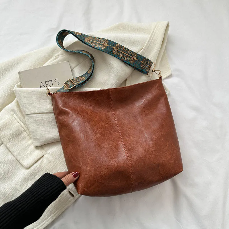 Elegant Vintage Skuldertaske i Læder til Kvinder
