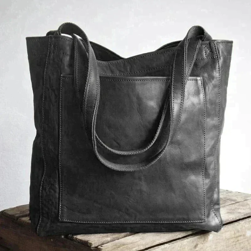 Elegant Retro Lædertaske med Stor Kapacitet